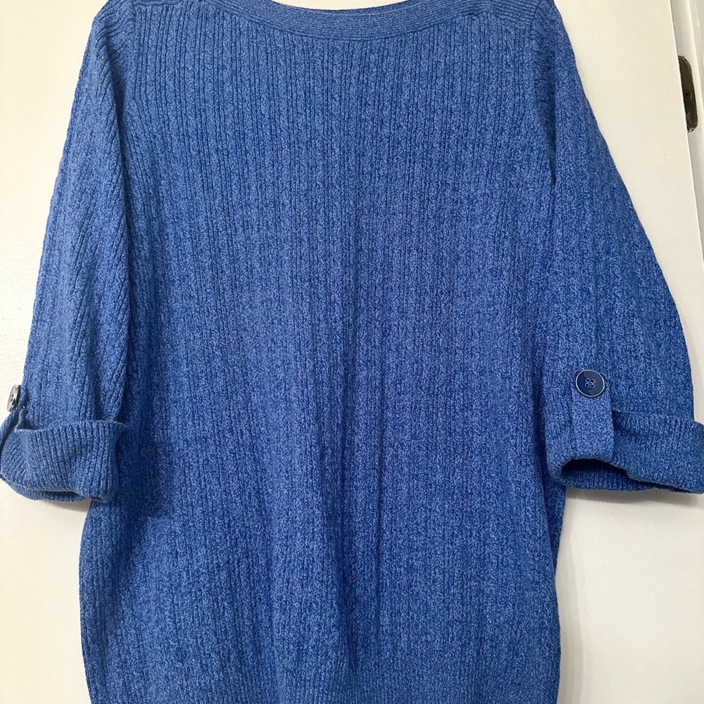 Karen Scott Textured Blue Women's Sweater